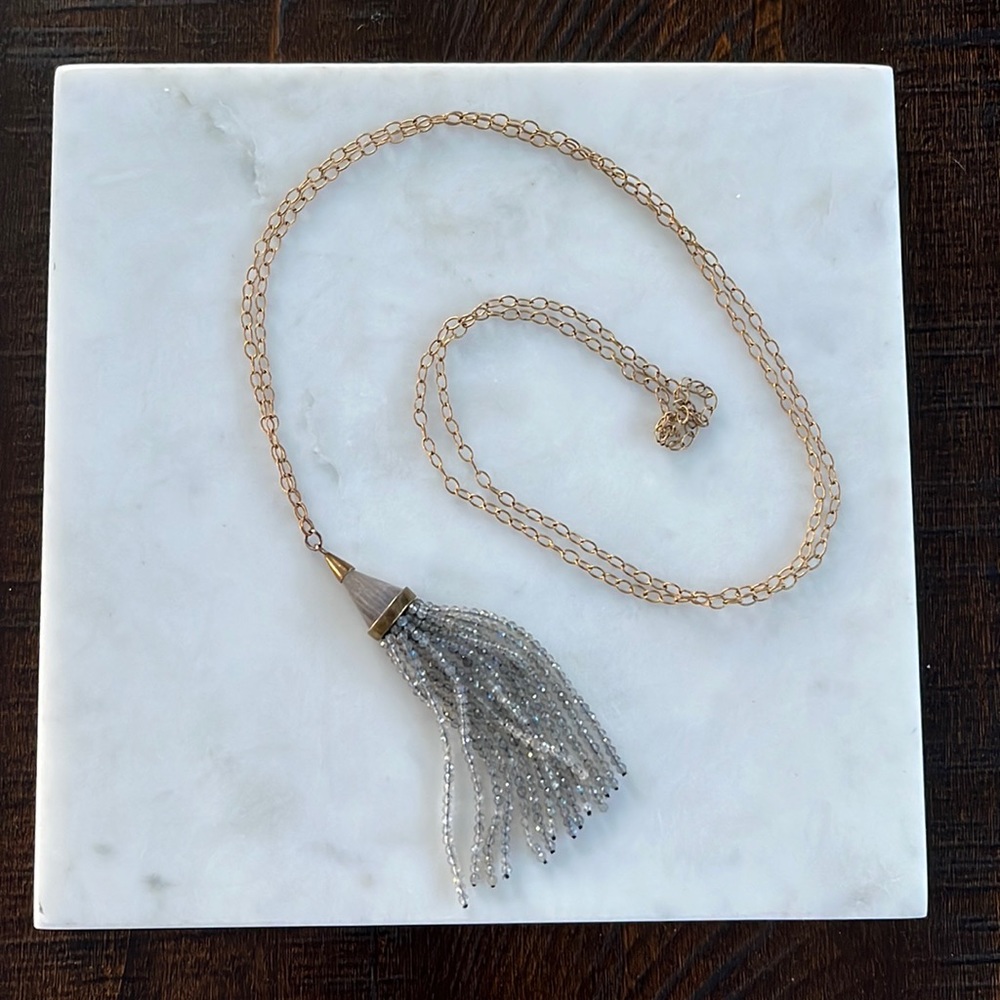 Long Labradorite Tassel Necklace